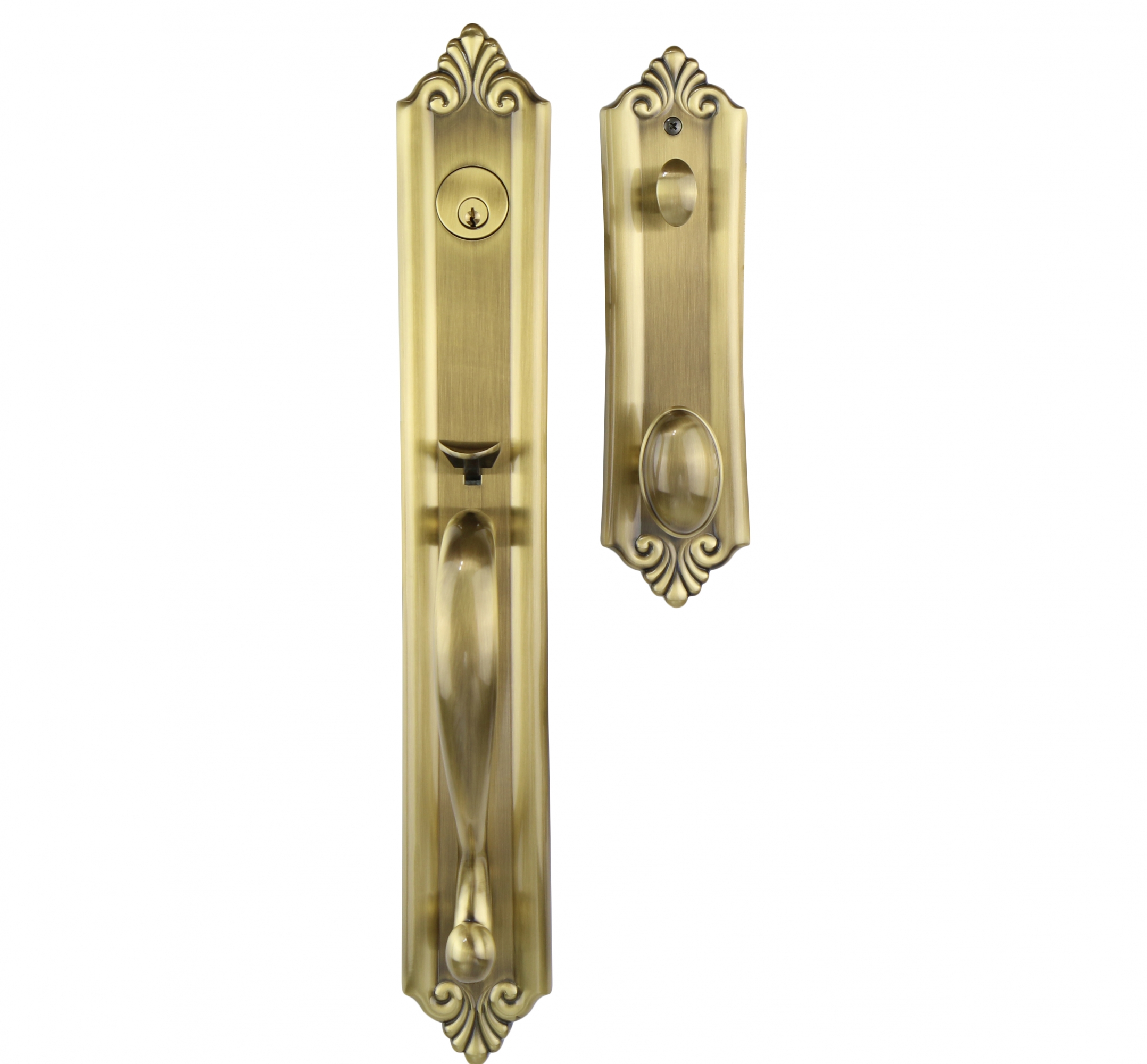 The Verona – Tubular – Antique Brass Entrance Handle Sets